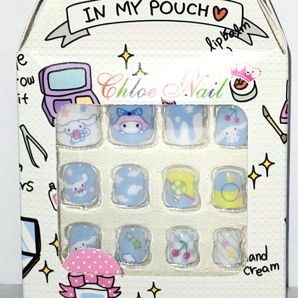 PRESS ON NAILS Cinnamoroll 3D Art For Kids *12 Nails Set* with Glue NEW NIB